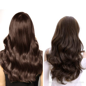Wholesale Headband Wig Ombre Brown Capless Wigs Hair Clips Extension 24Inches Long Wavy 3/4 Half Wig Synthetic Hair Extensions